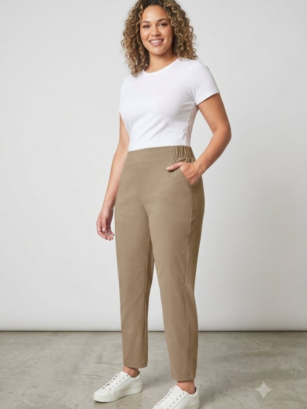 Modern Ambition Women's Size XXL Tan High Rise Stretch Travel Pants